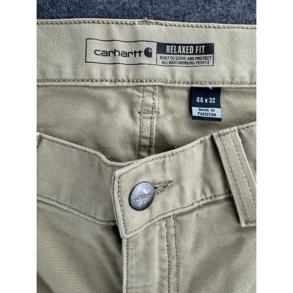 Carhartt Rugged Flex Relaxed Fit Canvas Work Pants Men's Size 44x31 Tan 5-Pocket - Picture 2 of 16